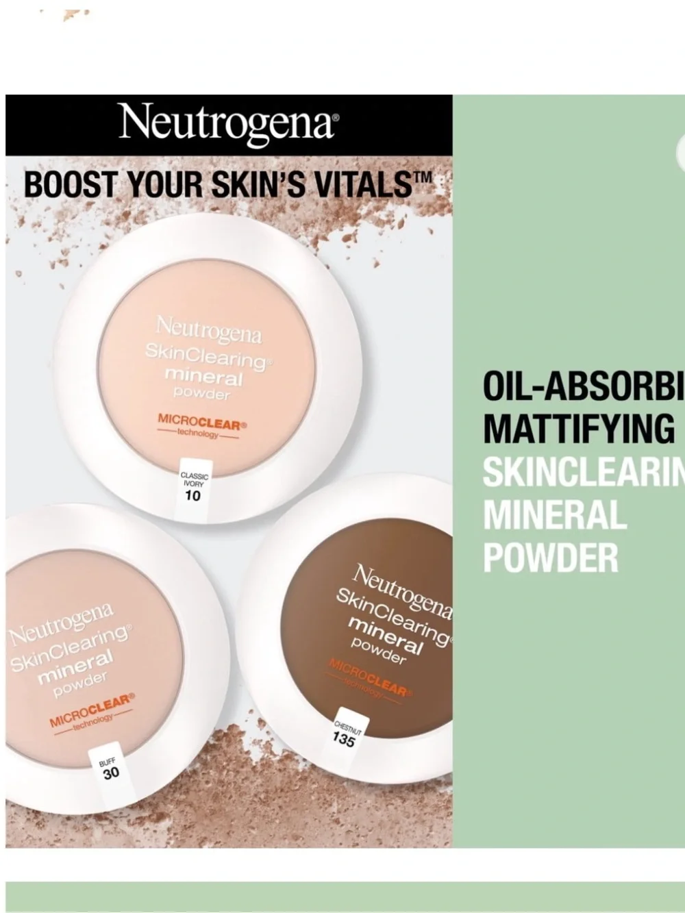 Neutrogena SkinClearing Pressed Acne Powder, Classic Ivory 10,.38 oz